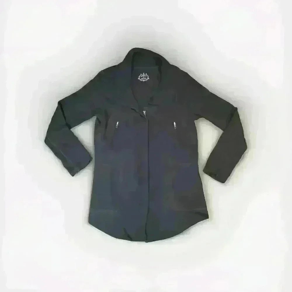 PrAna Tori Jacket Double Breasted Military Knit Button Up Coat Black SZ M 4433